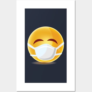 Emoji Emoticon Happy Face Mask Face Cover Pattern Posters and Art